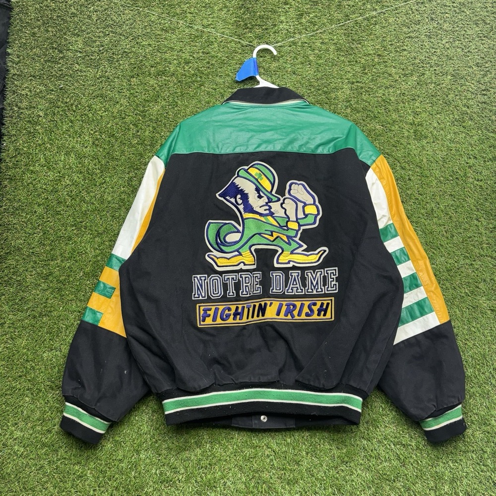 Jeff Hamilton Notre Dame Fighting Irish Varsity Jacket Mens XL Vintage Snap